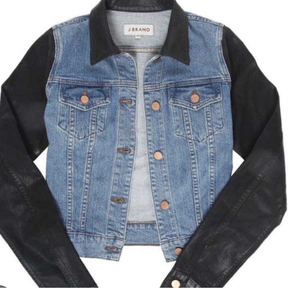 J Brand Jackets & Blazers - J Brand Denim Jacket Faded Wash style Black Denim Sleeves Fitted Size Large